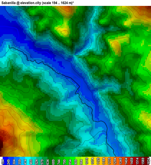 Sabanilla elevation map