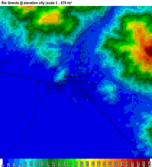 Río Grande elevation map