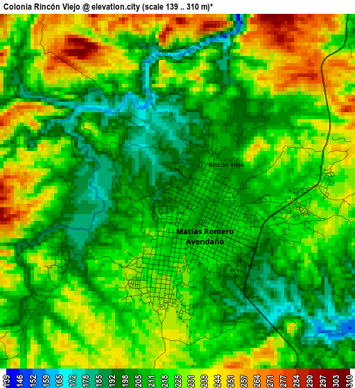 Colonia Rincón Viejo elevation map