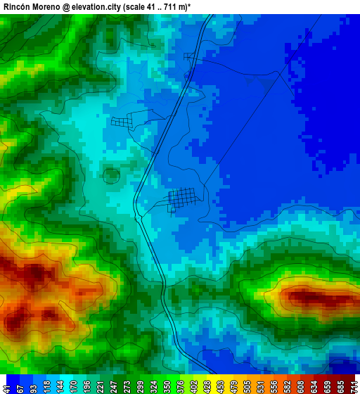 Rincón Moreno elevation map