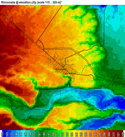 Rinconada elevation map