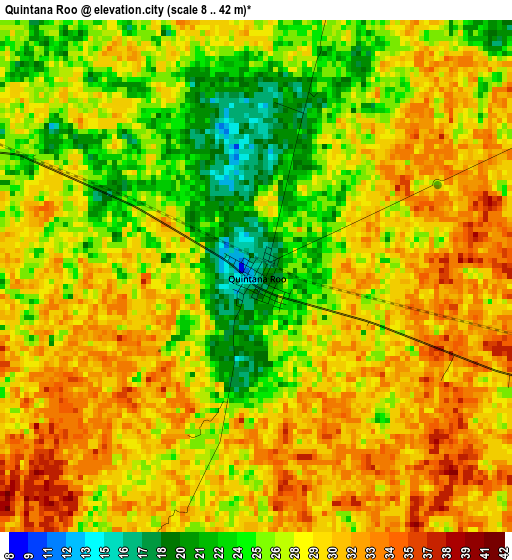 Quintana Roo elevation map