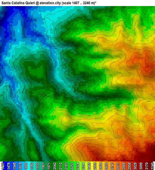 Santa Catalina Quieri elevation map