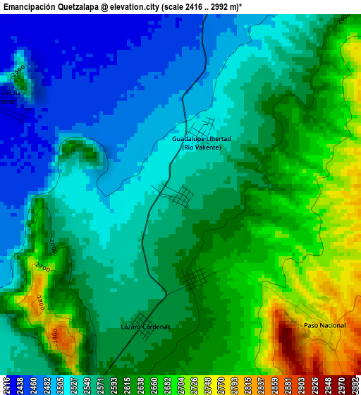 Emancipación Quetzalapa elevation map