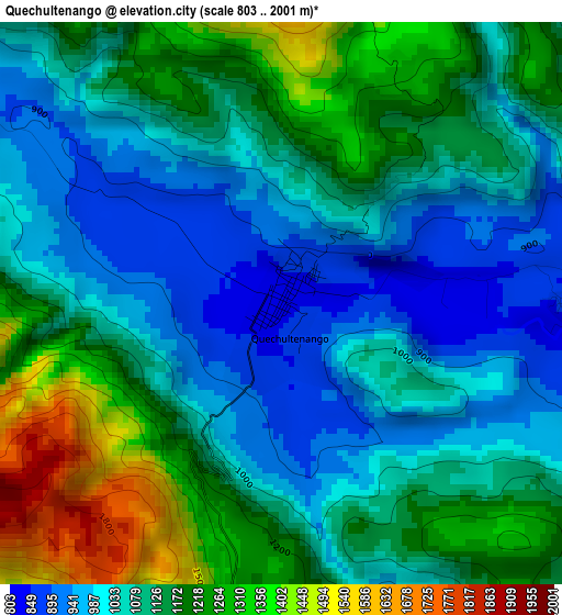 Quechultenango elevation map