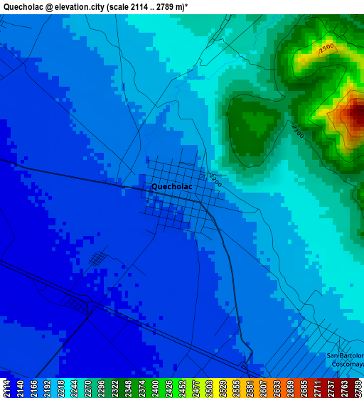 Quecholac elevation map