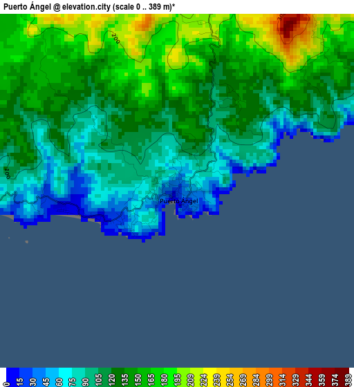 Puerto Ángel elevation map