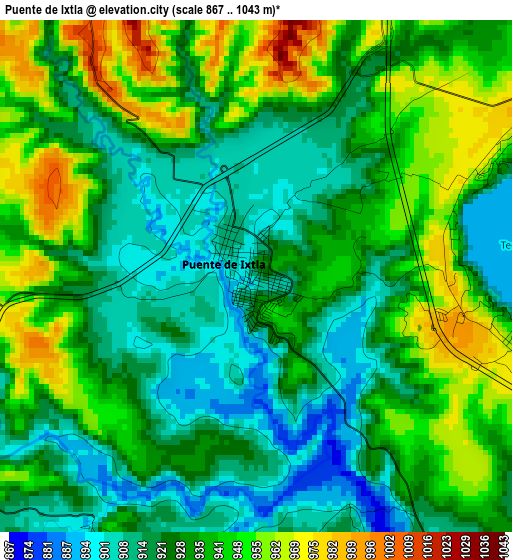 Puente de Ixtla elevation map