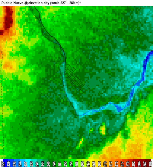 Pueblo Nuevo elevation map