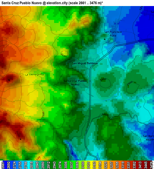 Santa Cruz Pueblo Nuevo elevation map