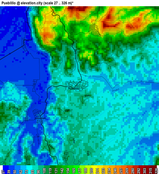 Pueblillo elevation map