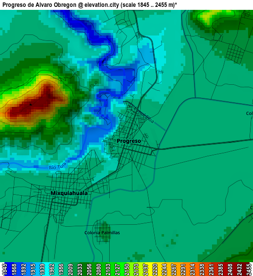 Progreso de Alvaro Obregon elevation map