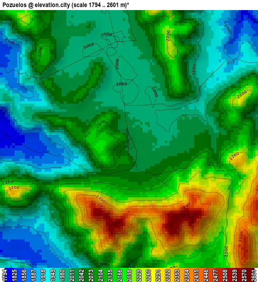 Pozuelos elevation map