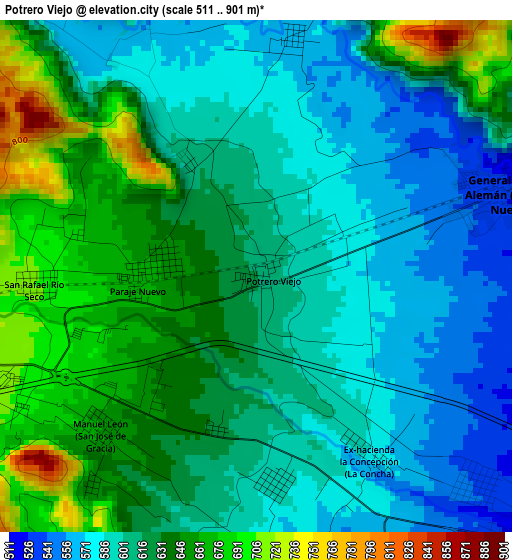 Potrero Viejo elevation map