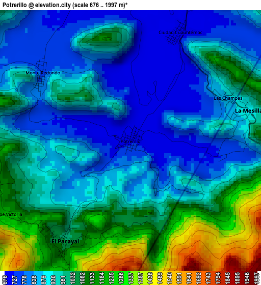 Potrerillo elevation map