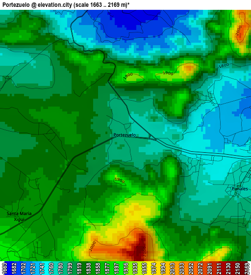 Portezuelo elevation map