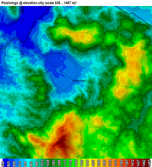Pololcingo elevation map