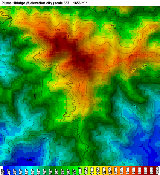 Pluma Hidalgo elevation map