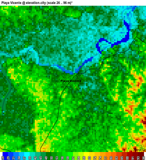 Playa Vicente elevation map