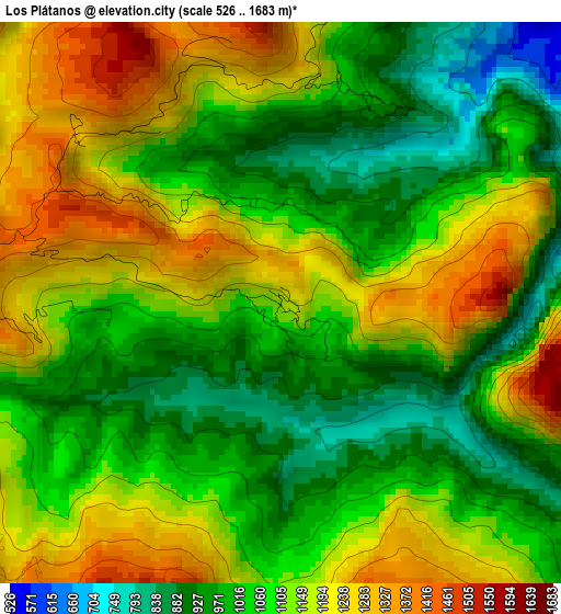 Los Plátanos elevation map