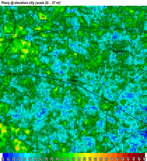 Pixoy elevation map