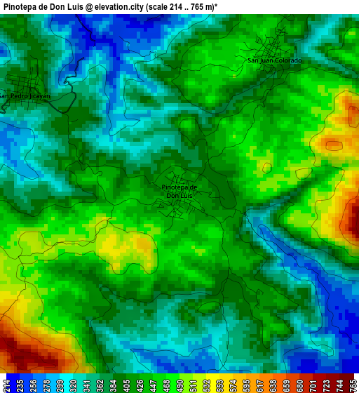 Pinotepa de Don Luis elevation map