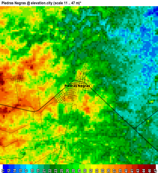 Piedras Negras elevation map