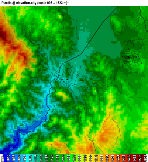 Piaxtla elevation map