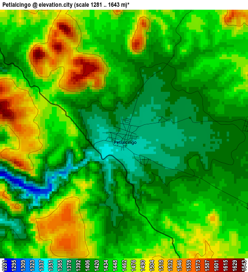 Petlalcingo elevation map