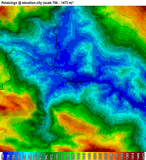 Petalcingo elevation map