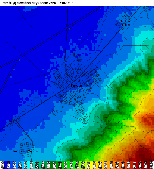 Perote elevation map