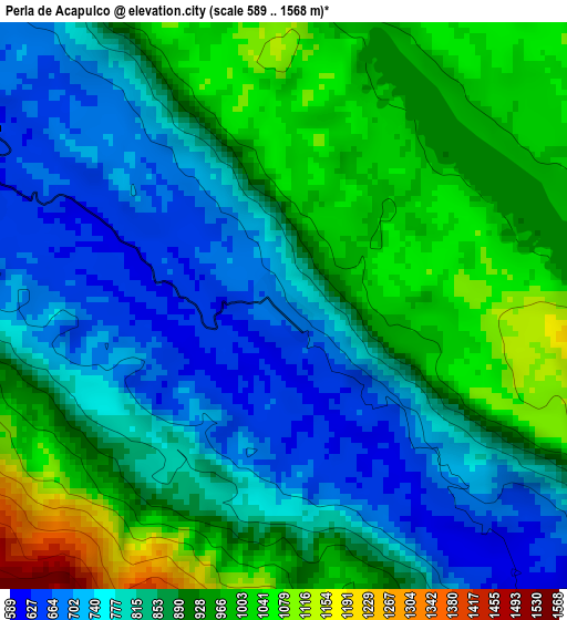 Perla de Acapulco elevation map