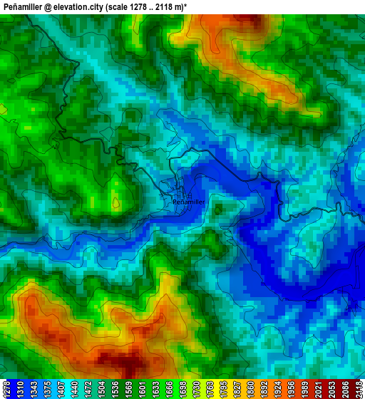 Peñamiller elevation map