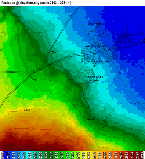 Paxtepec elevation map