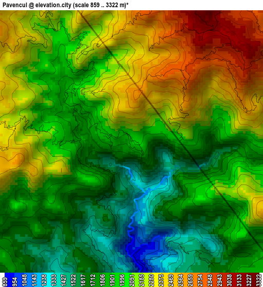 Pavencul elevation map