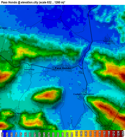 Paso Hondo elevation map