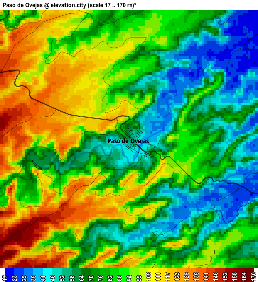 Paso de Ovejas elevation map