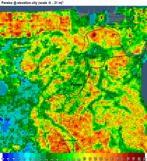 Paraiso elevation map