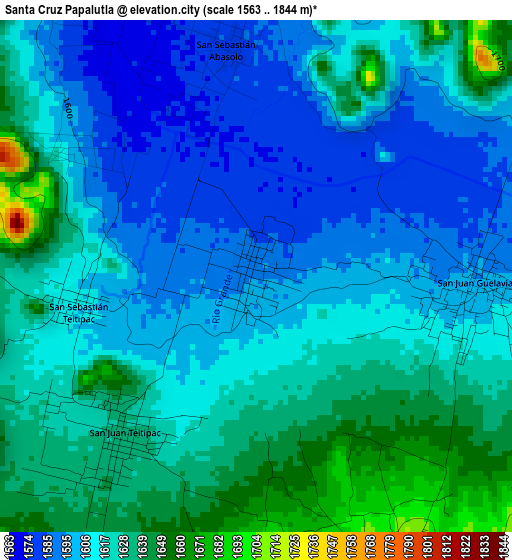 Santa Cruz Papalutla elevation map