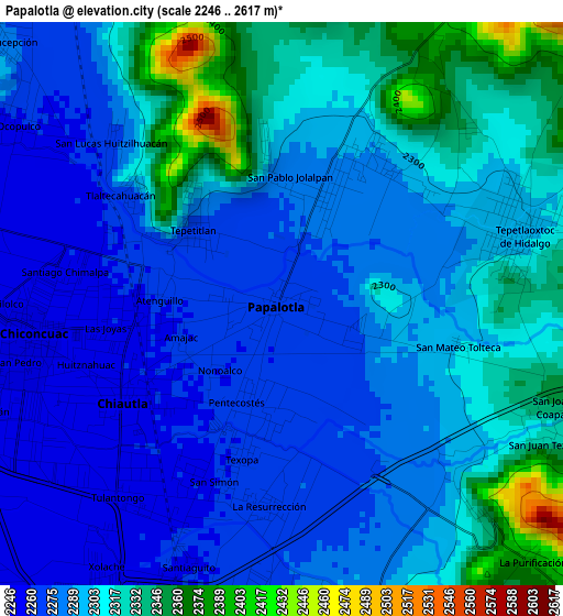 Papalotla elevation map