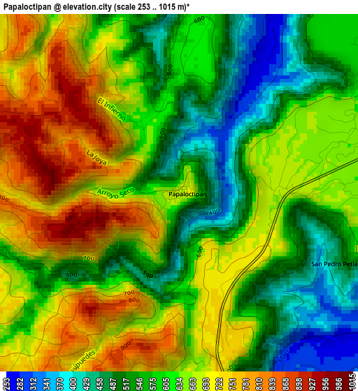 Papaloctipan elevation map