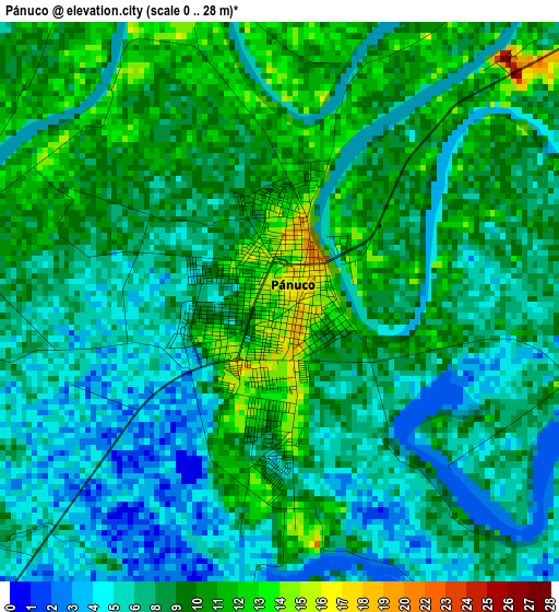 Pánuco elevation map