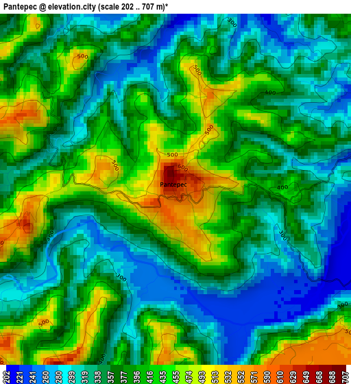 Pantepec elevation map