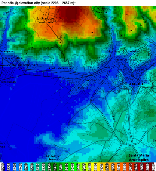 Panotla elevation map