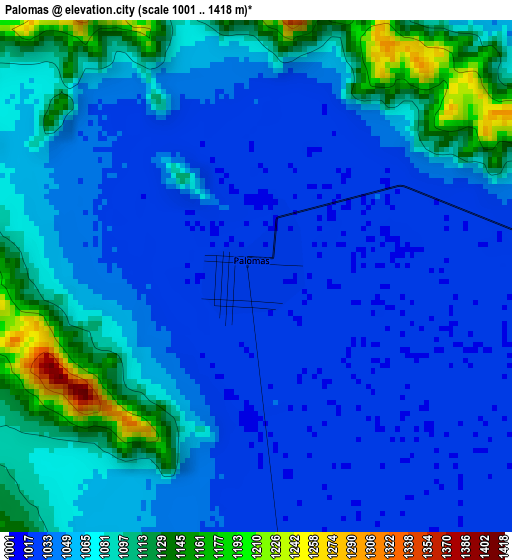 Palomas elevation map