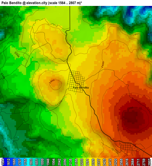 Palo Bendito elevation map