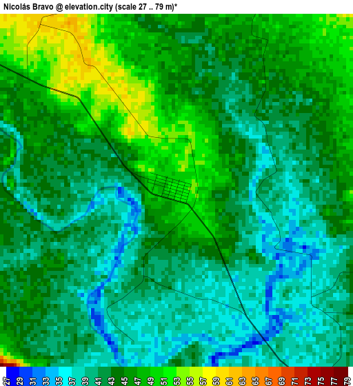 Nicolás Bravo elevation map