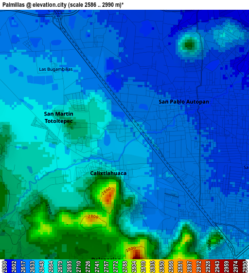 Palmillas elevation map