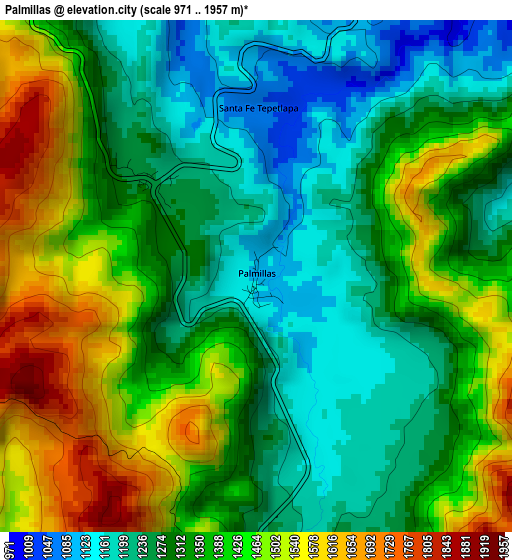 Palmillas elevation map