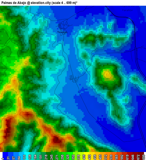 Palmas de Abajo elevation map